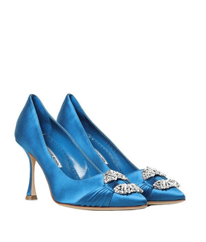 Manolo Blahnik Blue Silk High Heel Pumps