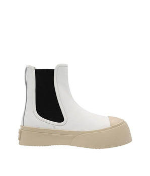 Marni White Calfskin Chelsea Boots