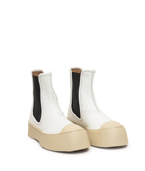 Marni White Calfskin Chelsea Boots
