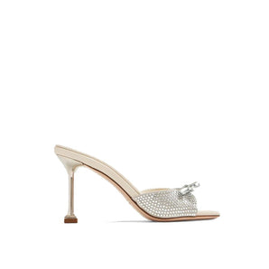 Miu Miu Silver Silk Mules