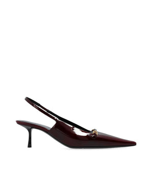 Saint Laurent Burgundy Calfskin Mid Heel Pumps