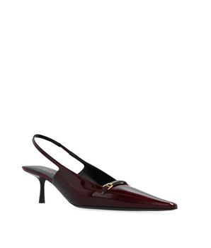 Saint Laurent Burgundy Calfskin Mid Heel Pumps