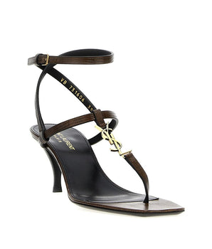 Saint Laurent Brown Calfskin Platform Sandals