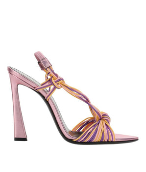 Saint Laurent Multicolor Calfskin Stiletto Heel Sandals