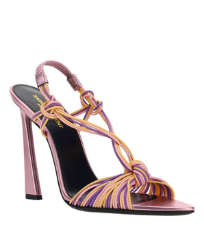 Saint Laurent Multicolor Calfskin Stiletto Heel Sandals