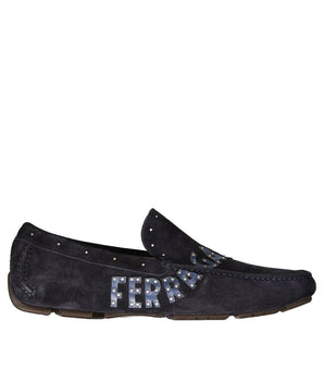 Salvatore Ferragamo Blue Calfskin Slip-On Loafers