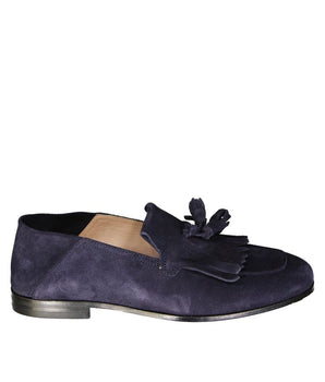 Salvatore Ferragamo Blue Calfskin Slip-On Loafers