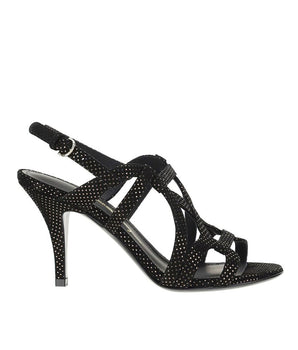 Salvatore Ferragamo Black Leather Stiletto Heel Sandals