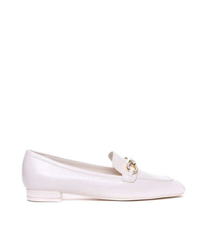 Stuart Weitzman White Calfskin Slip-On Loafers