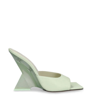 The Attico Green Calfskin Platform Sandals
