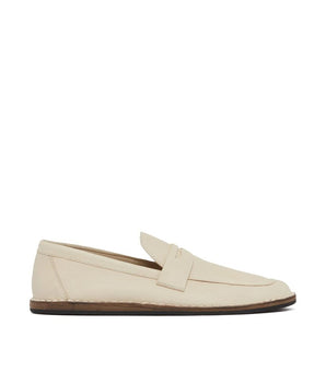 The Row White Calfskin Slip-On Loafers