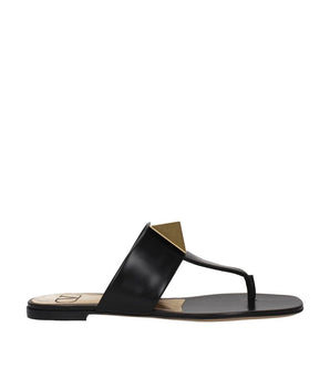 Valentino Garavani Black Calfskin Strap-On Sandals