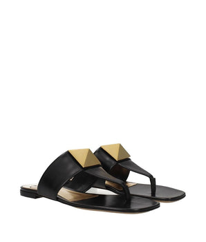 Valentino Garavani Black Calfskin Strap-On Sandals
