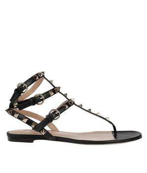 Valentino Garavani Black Calfskin Flip-Flop Sandals