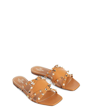 Valentino Garavani Brown Calfskin Strap-On Sandals