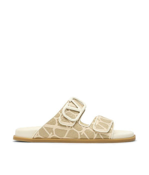 Valentino Garavani Bicolor Fabric Strap-On Sandals