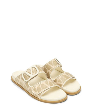 Valentino Garavani Bicolor Fabric Strap-On Sandals