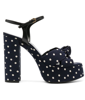 Saint Laurent Blue Cotton Platform Sandals