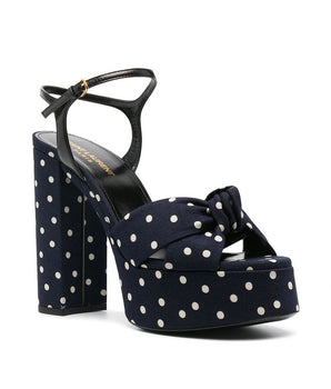 Saint Laurent Blue Cotton Platform Sandals