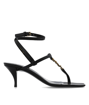 Saint Laurent Black Calfskin Stiletto Heel Sandals