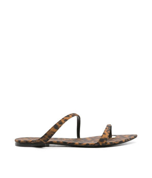 Saint Laurent Brown Fabric Strap-On Sandals