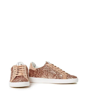 Sergio Rossi Rose Gold Fabric Low Top Sneakers