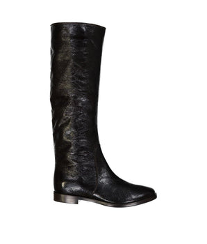 Sergio Rossi Black Calfskin Over The Knee