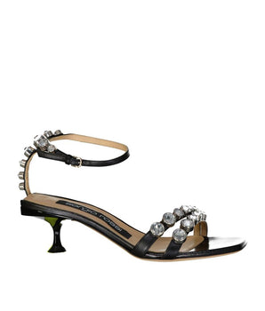 Sergio Rossi Black Calfskin Strap-On Sandals