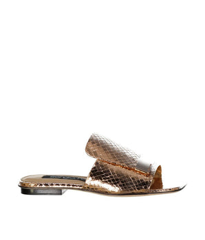 Sergio Rossi Rose Gold Calfskin Slides