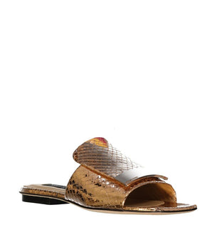 Sergio Rossi Rose Gold Calfskin Slides