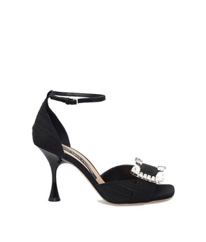 Sergio Rossi Black Fabric Stiletto Heel Sandals