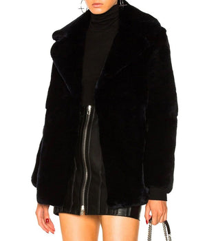 Alberta Ferretti Blue Rabbit Fur Coat