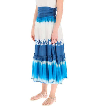 Alberta Ferretti Blue Cotton Midi Skirt