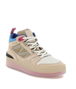 Moncler Beige Leather Platform Sneakers