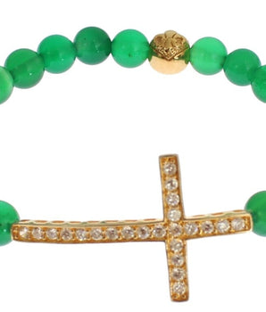 Nialaya Elegant Green Jade Bead & Gold Plated Bracelet Nialaya 