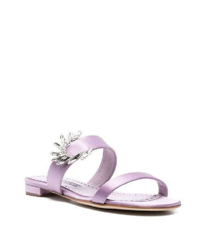 Manolo Blahnik Purple Silk Sandals