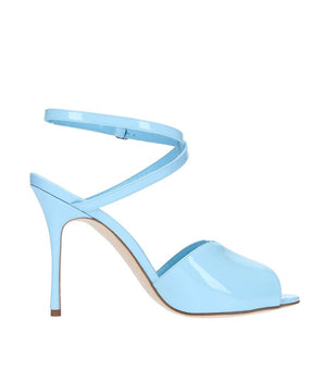Manolo Blahnik Blue Calfskin Sandals