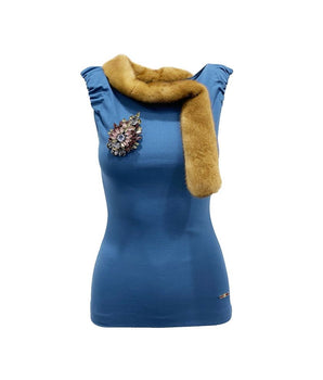 Dsquared² Mink Collar Sleeveless Top