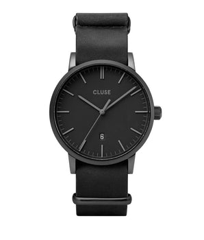 Cluse Black Leather Dress Watch