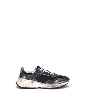 Dsquared² Black Calf Leather Bos Taurus Athletic Sneakers