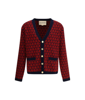 Valentino Multicolor Fleece Wool Cardigan