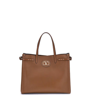 Valentino Garavani Brown Calf Leather Bos Taurus Shoulder Bag