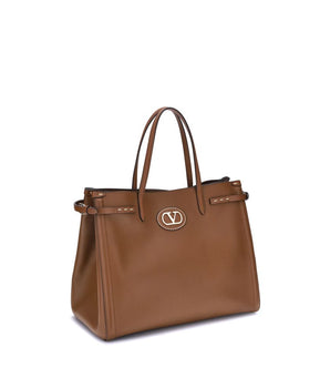 Valentino Garavani Brown Calf Leather Bos Taurus Shoulder Bag