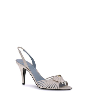 Valentino Garavani White Calf Leather Bos Taurus Stiletto Heel Sandals