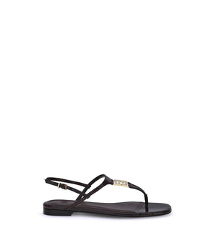 Fendi Purple Calf Leather Bos Taurus Flat Sandals