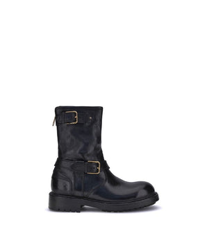 Dolce & Gabbana Black Calf Leather Bos Taurus Lace-Up Boots