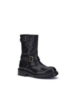 Dolce & Gabbana Black Calf Leather Bos Taurus Lace-Up Boots
