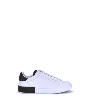 Dolce & Gabbana White Calf Leather Bos Taurus Low Top Sneakers