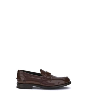 Prada Brown Calf Leather Bos Taurus Slip-On Loafers