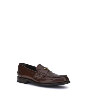 Prada Brown Calf Leather Bos Taurus Slip-On Loafers